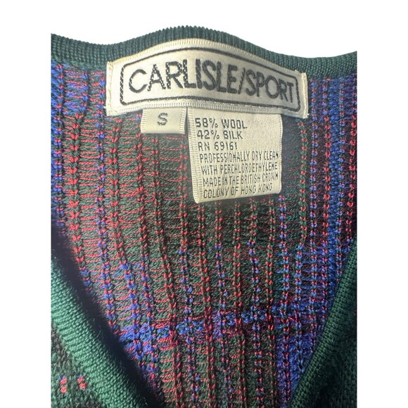 Carlisle Sport Vintage Blazer Sweater Skirt Set Button Plaid Textured Silk Wool - Picture 12 of 16